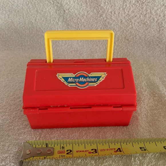 Vintage Micro Machines Toolbox with Mini Cars Motorcycle Airplane and Wheels - Picture 6 of 7
